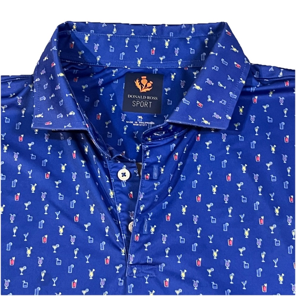 Donald Ross Men's Golf Polo Size‎ XL Cocktail Theme